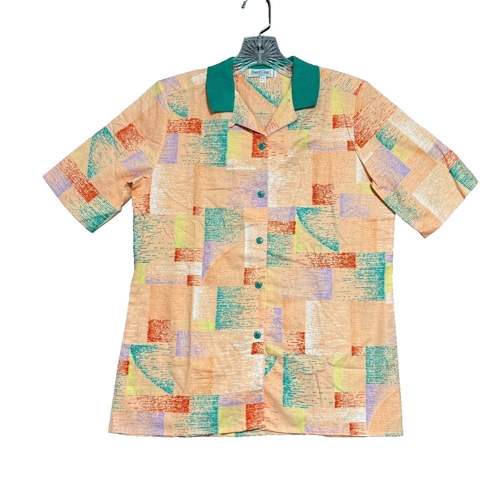 Vintage 80s 90s Saint Clair Paris Button Up Womens 6 Pastel Abstract Art To Wear